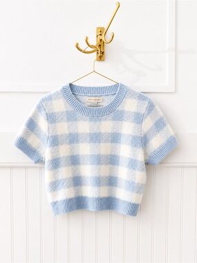 Aeropostale Light Blue & White Gingham Crop Top